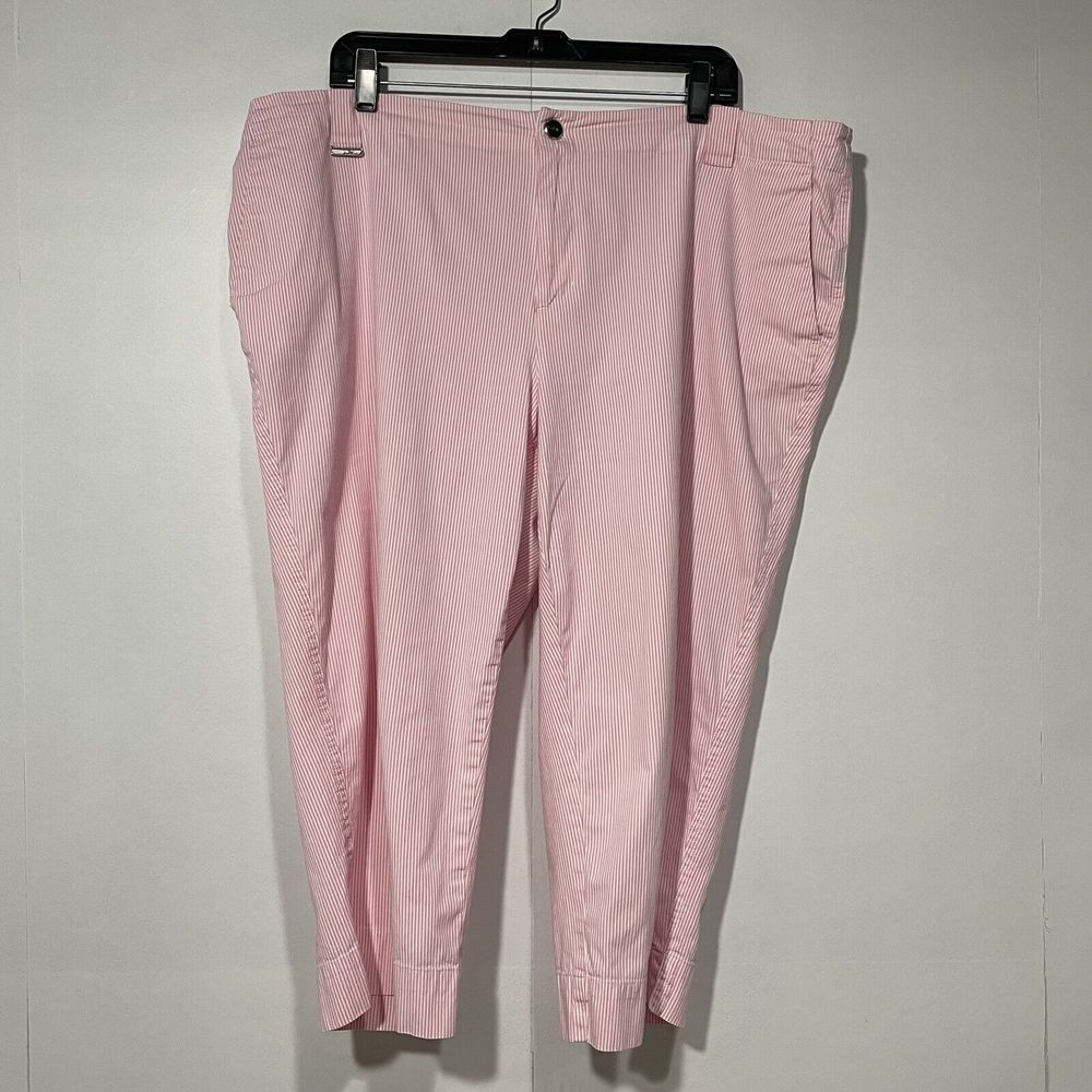 Ralph Lauren Active Cropped pants woman plus Size 18W Pink and White stripes